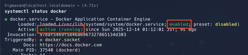 dockerは起動中