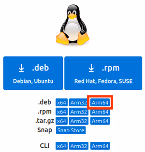 VSCodeのdebパッケージをダウンロードする
