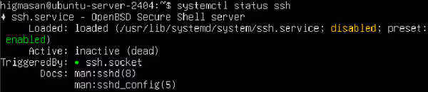 sshサービスの状態確認