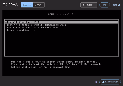 VMコンソール画面